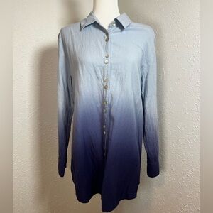 Soft Surroundings Ombré Blue Button Up Tunic